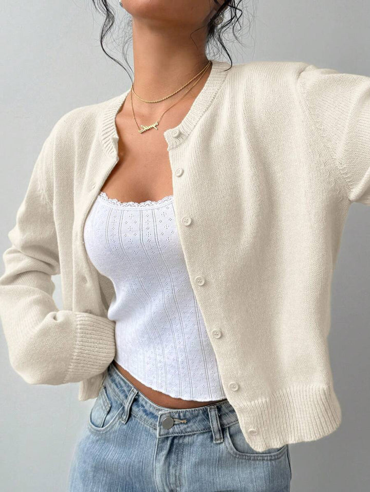 Dora | Round Neck Cropped Cardigan