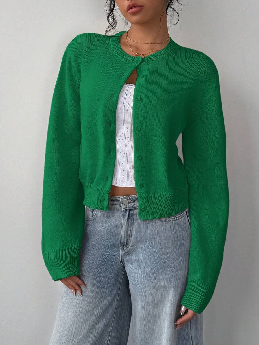 Dora | Round Neck Cropped Cardigan
