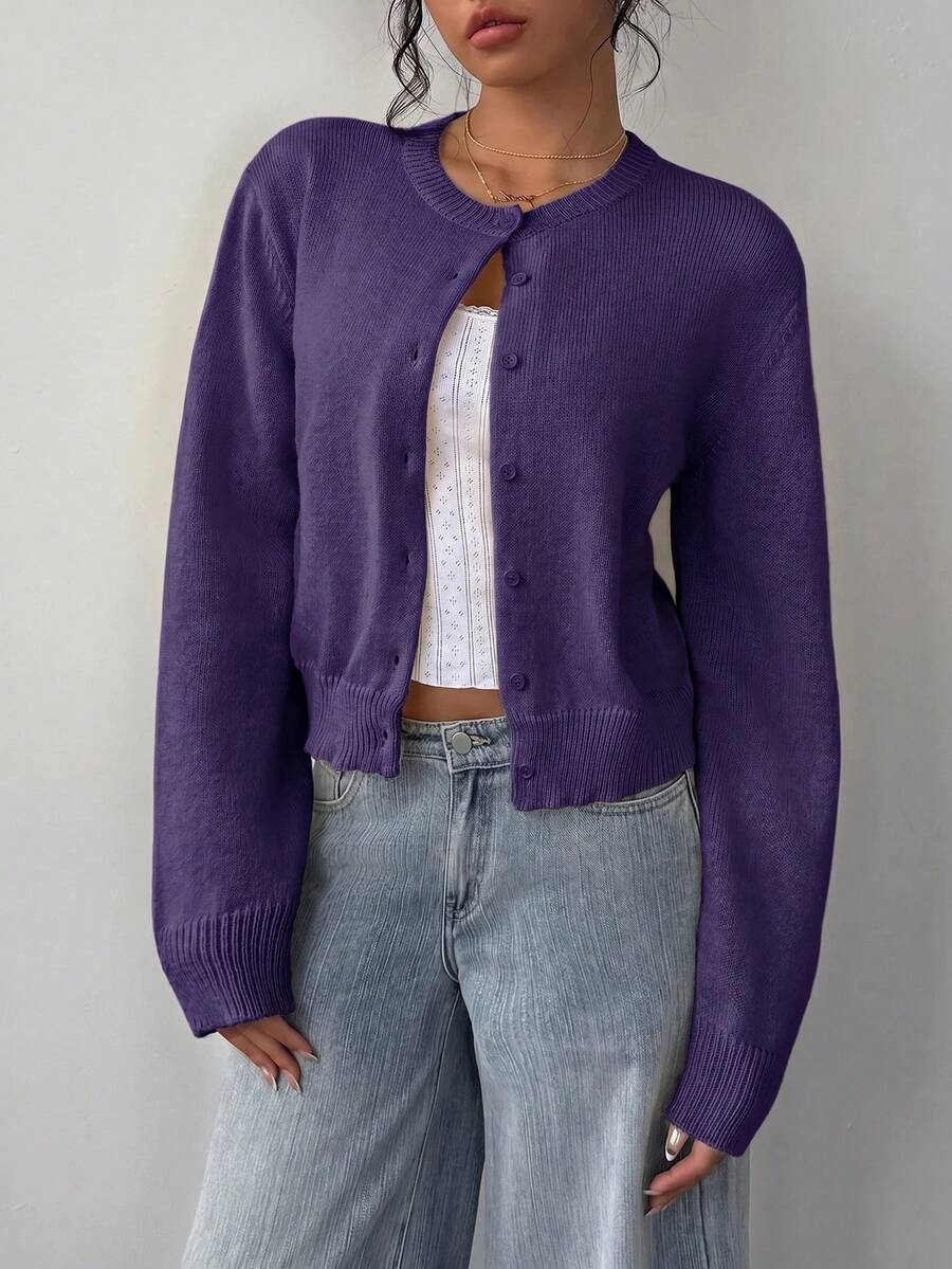Dora | Round Neck Cropped Cardigan