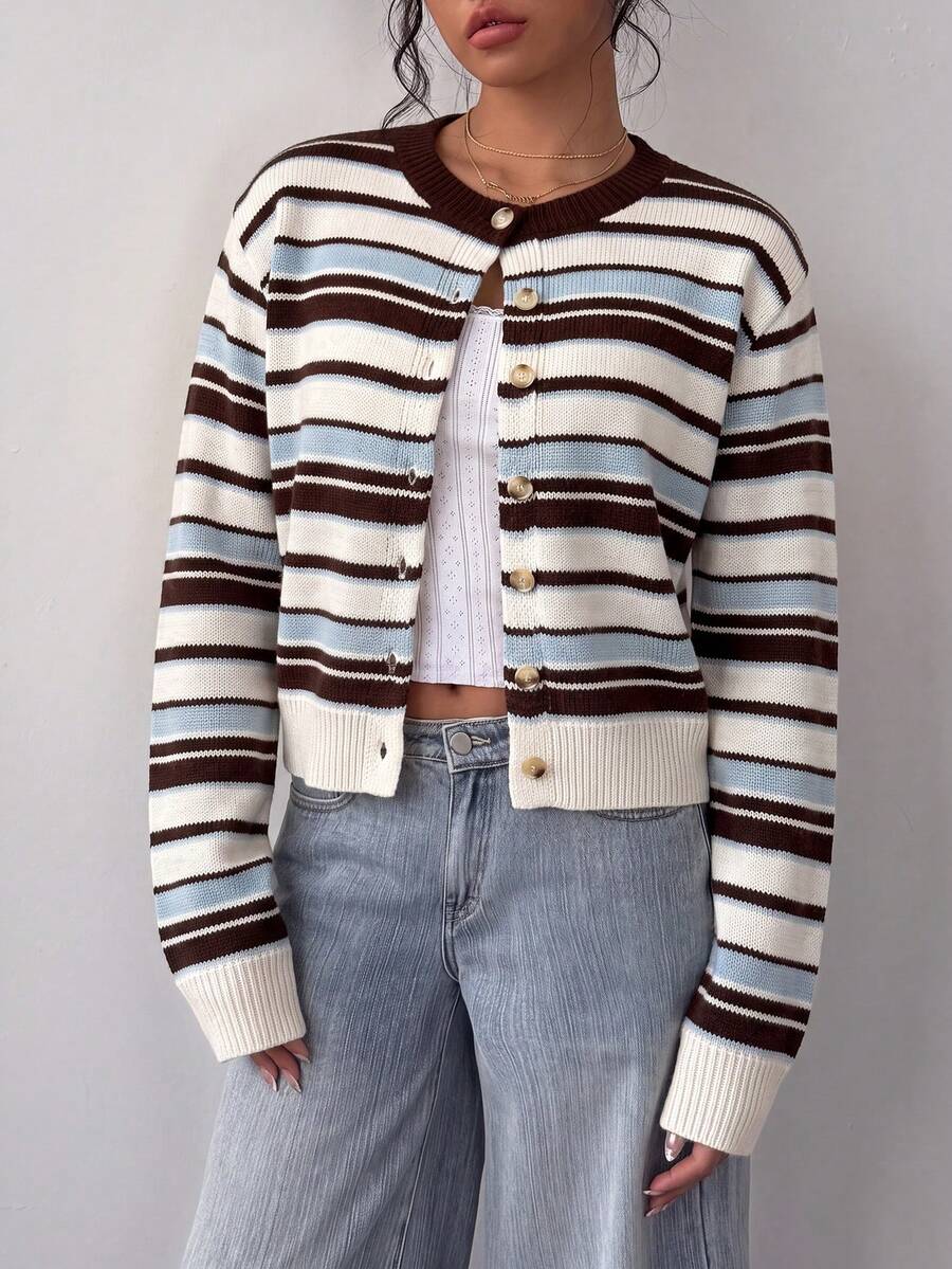 Dora | Round Neck Cropped Cardigan