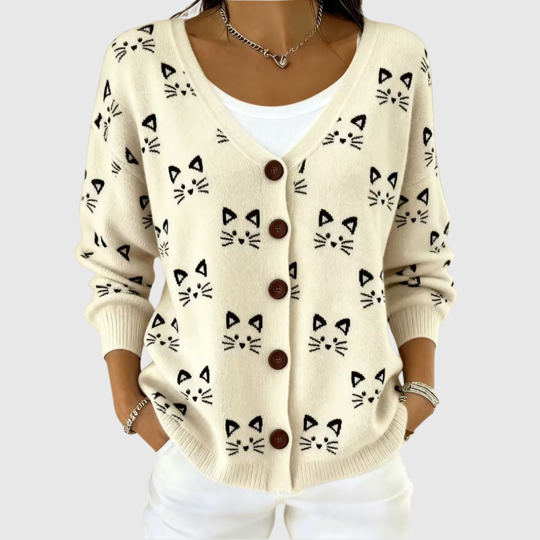 BEVERLY | CAT PRINT CARDIGAN
