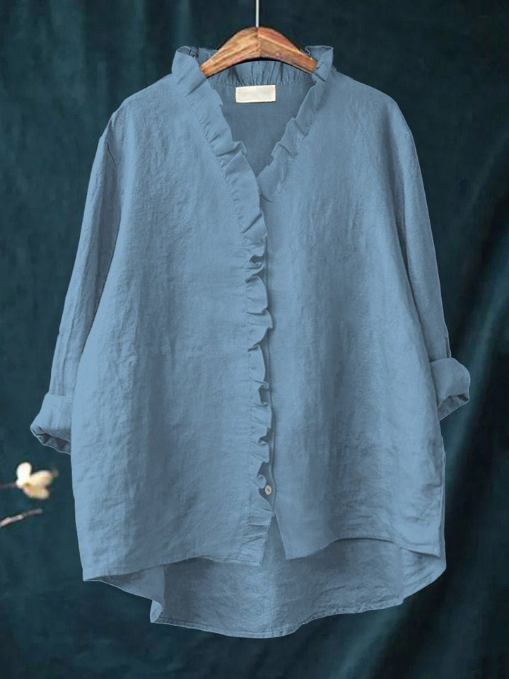 Rica – Ruffle Blouse with Vintage-Inspired Collar