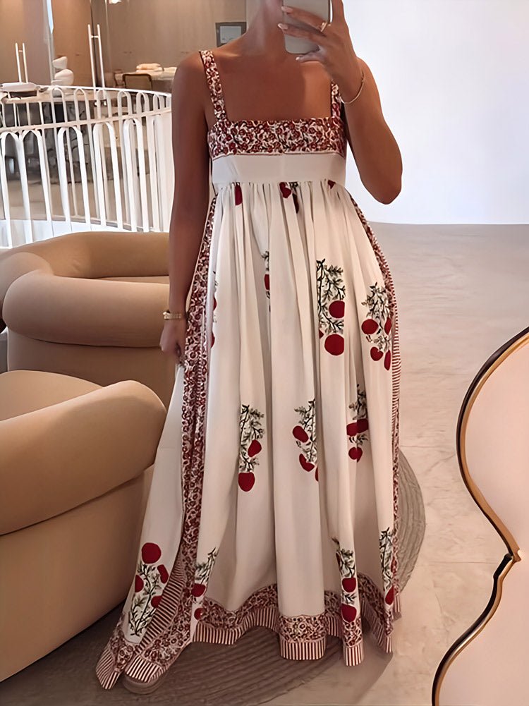 Kate – Printed Maxi Dress with Square Neckline