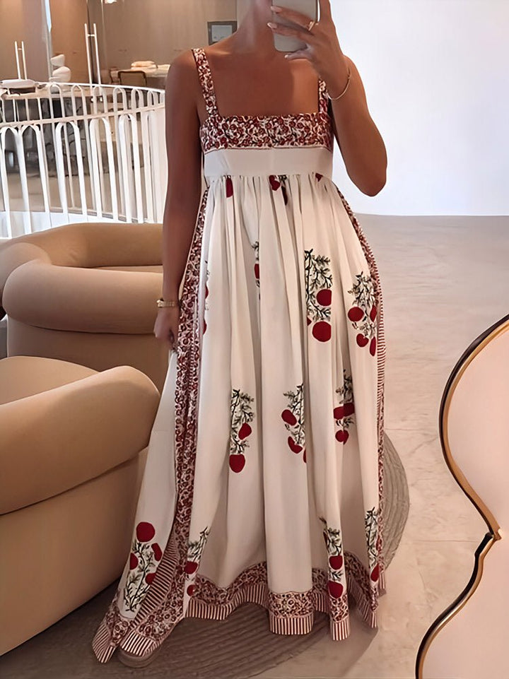 Kate – Printed Maxi Dress with Square Neckline