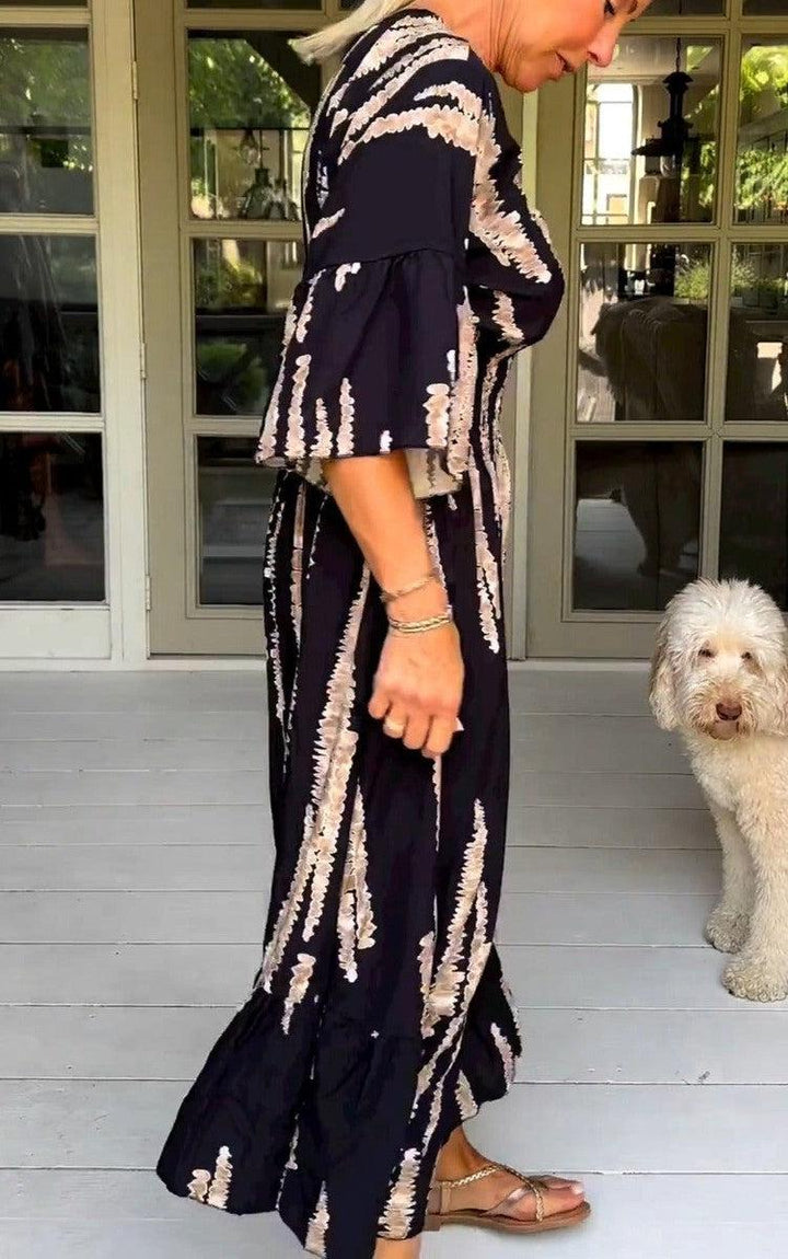 Macey – Printed V-Neck Maxi Dress