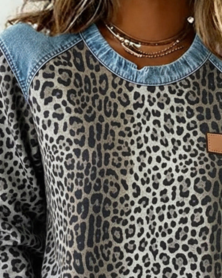 Marlene | Leopard Patchwork Sweater
