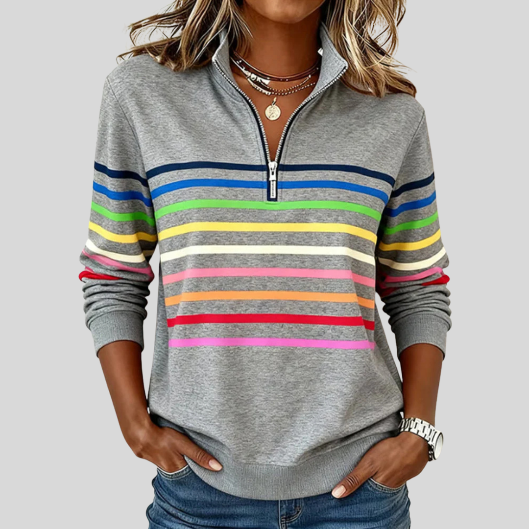 Colorful Striped Quarter-Zip Sweatshirt