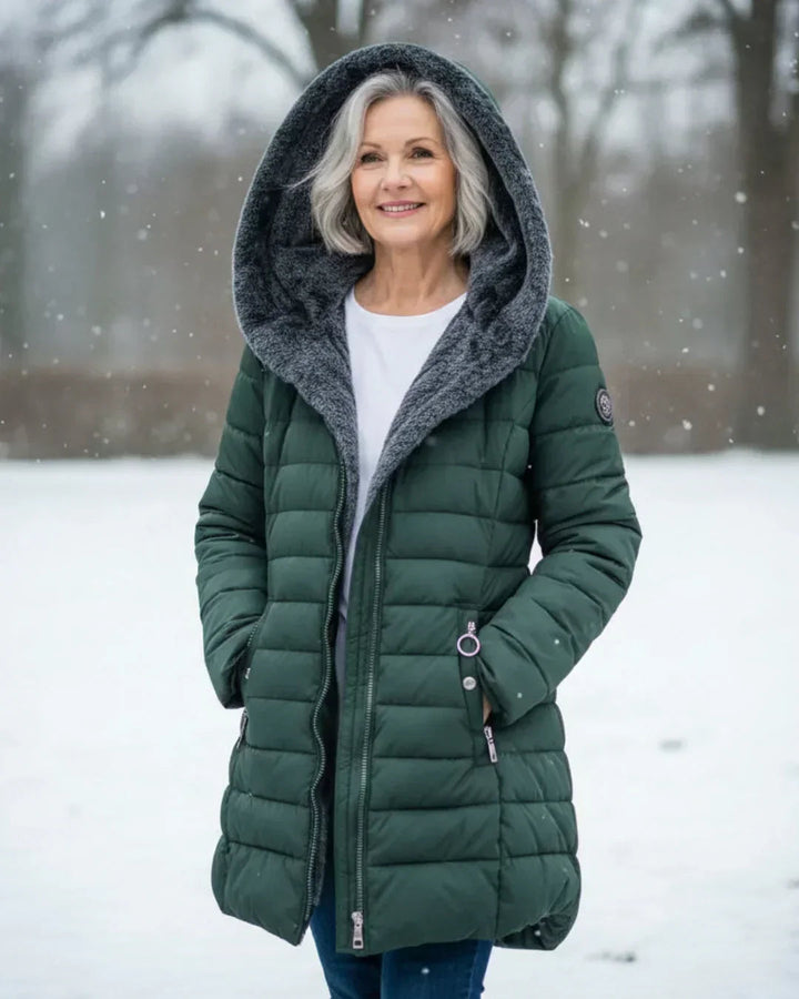 Gwen | Long Quilted Hooded Coat
