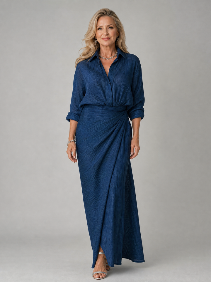 Mirque™ Long Sleeve Wrap Front Maxi Dress