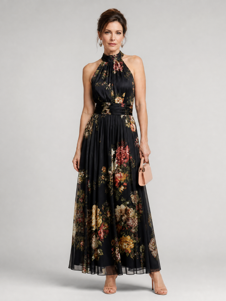Sior™ Floral Halter Neck Midi Dress