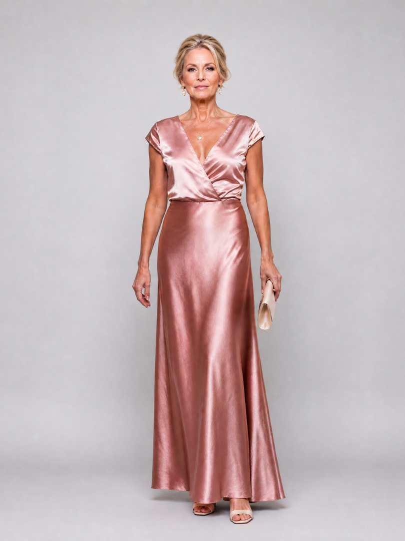 Samouse™ Cap Sleeve Wrap Bodice Maxi Dress