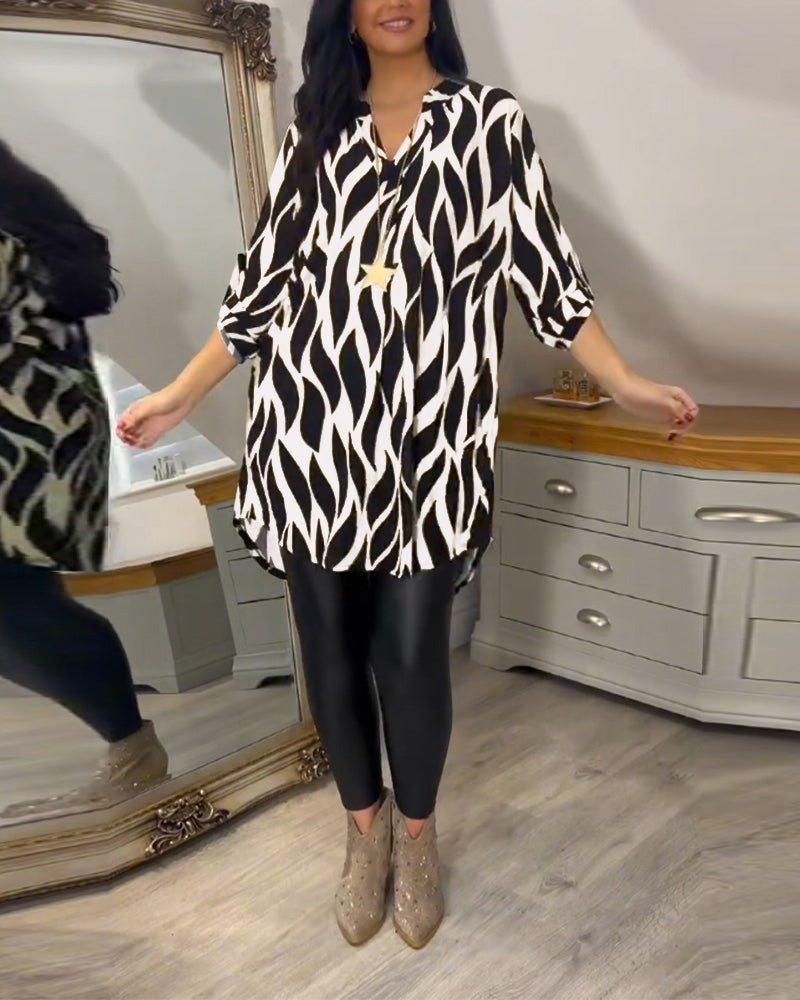 Chelsie – Printed V-Neck Blouse