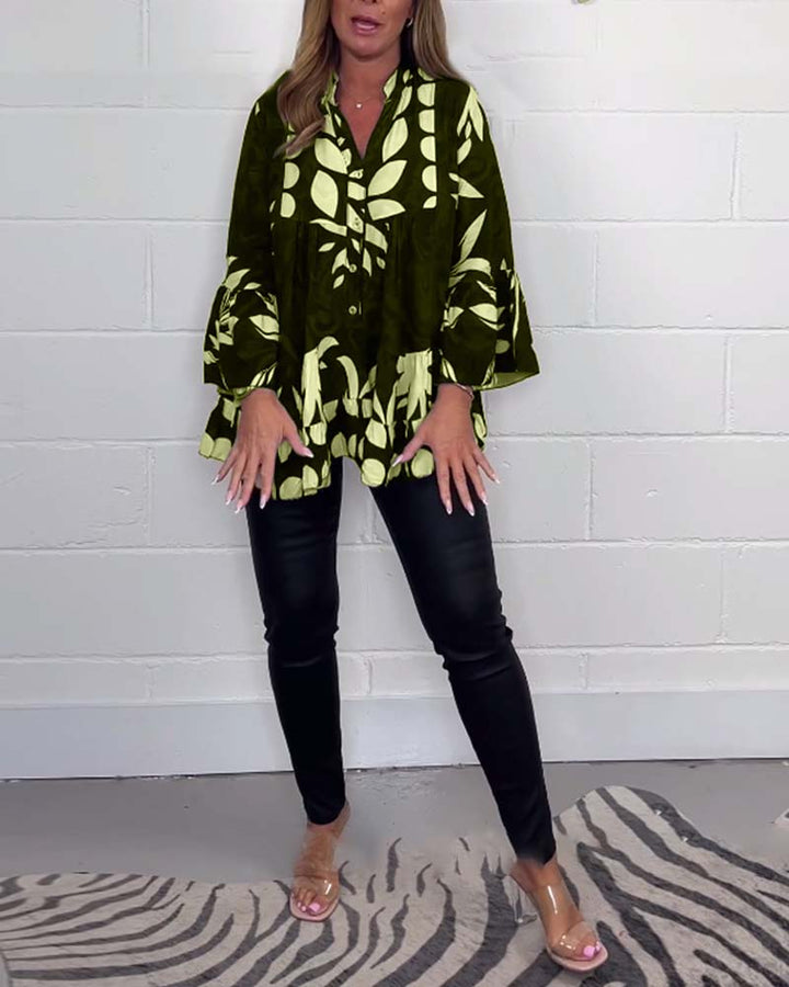 Lyra – Flared Sleeve Top with V-Neck