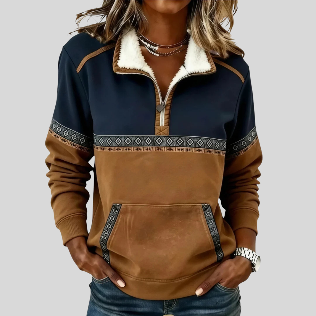 Ava | Sherpa Collar Half-Zip Pullover