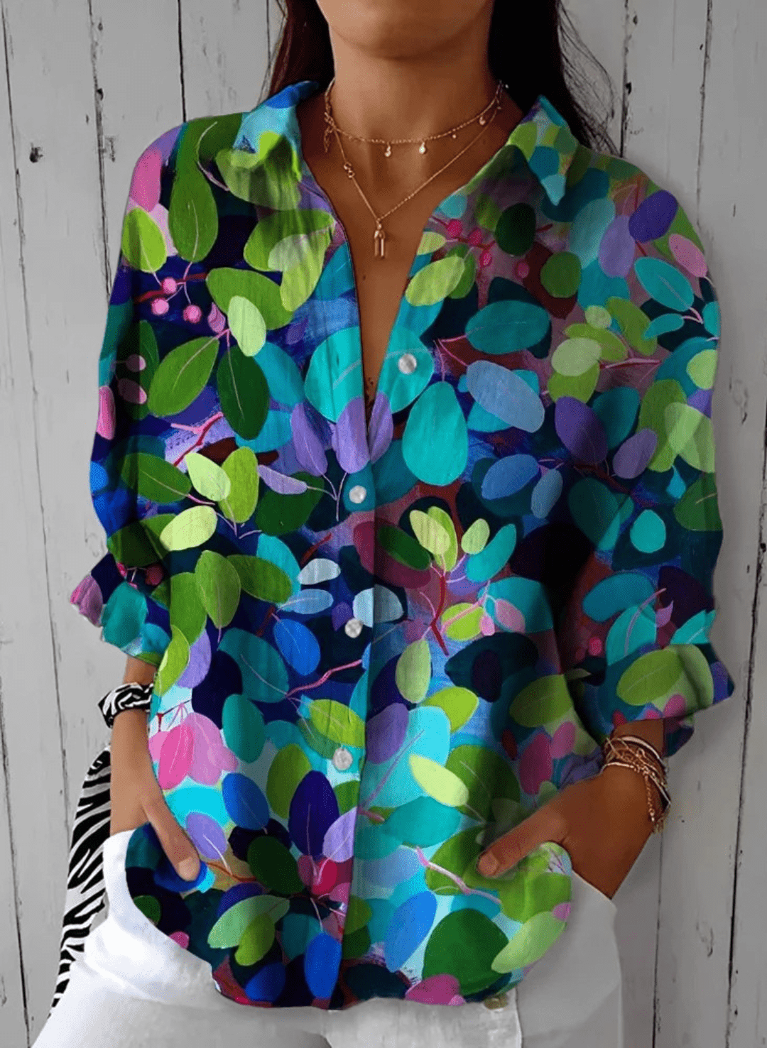Gretta – Button-Up Shirt in Floral &amp; Abstract Prints