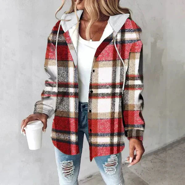 Lorenza – Checkered Hooded Longline Jacket