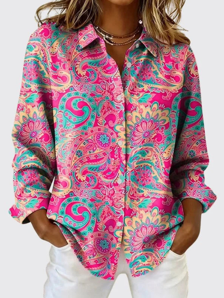 Katie | Paisley Print Button-Up Blouse