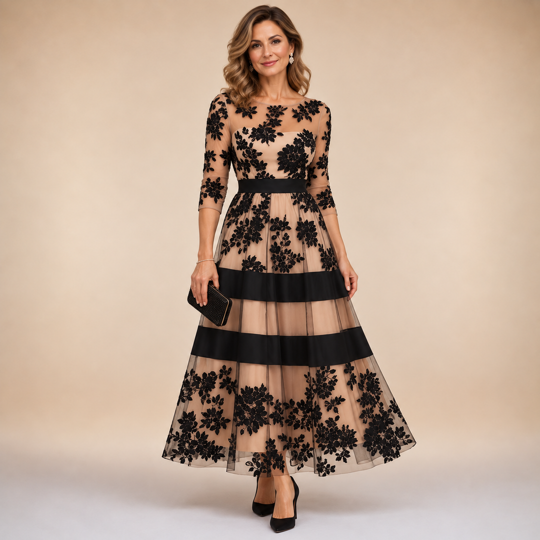 Adeline Floral Midi Evening Dress