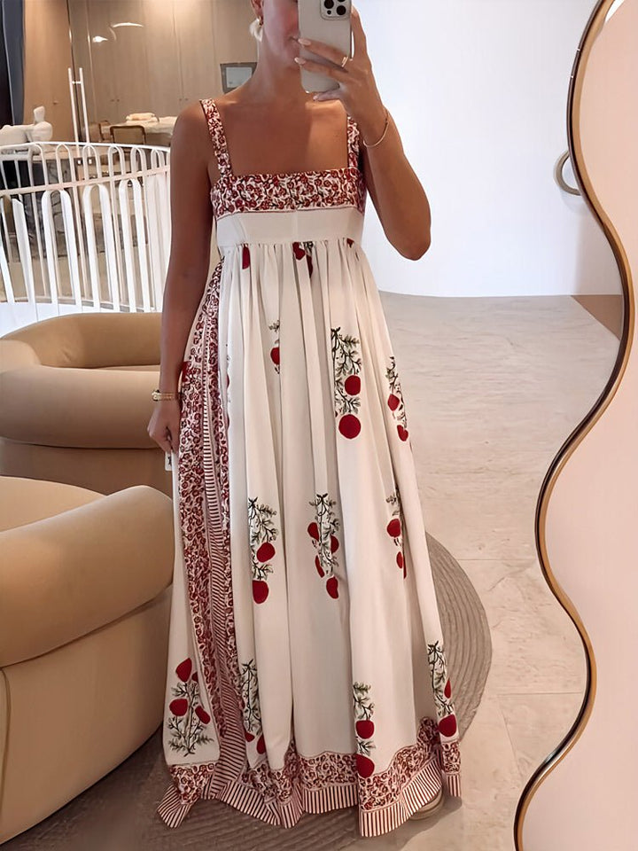 Kate – Printed Maxi Dress with Square Neckline