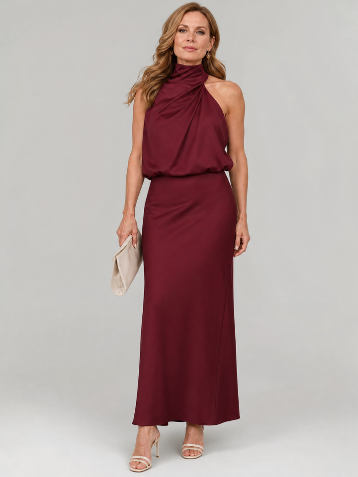 Nopal™ Sleeveless Draped Neck Midi Dress