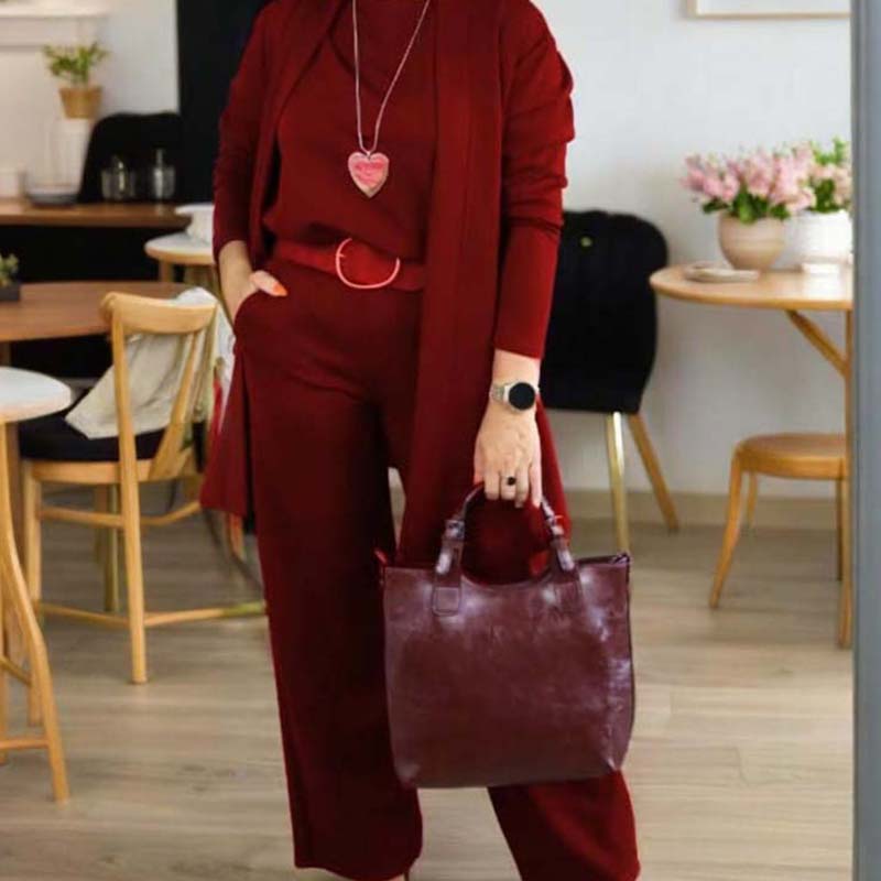 Nancy | Elegant 3-Piece Set Including Long Cardigan, Top, and Pants