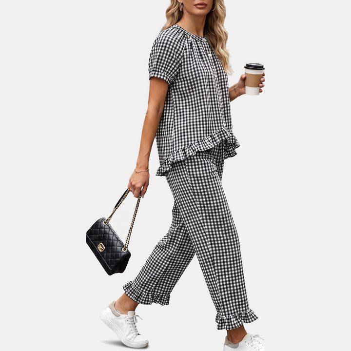 Eliza | Ruffle Trim Pajama Set