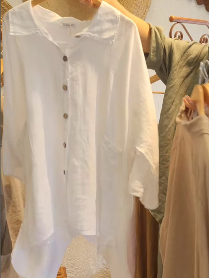 Lineth – Buttoned Blouse with 3/4 Sleeves