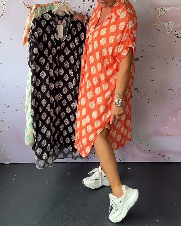 Person in orange dress showing dark and light versions on hangers, wearing sneakers, against a creative backdrop.