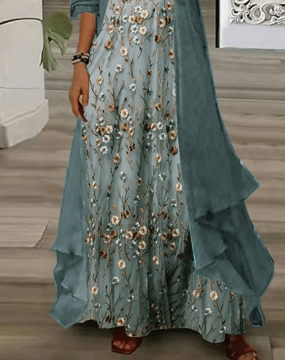Thea – Floral Maxi Dress with V-Neck