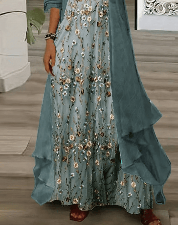 Thea – Floral Maxi Dress with V-Neck