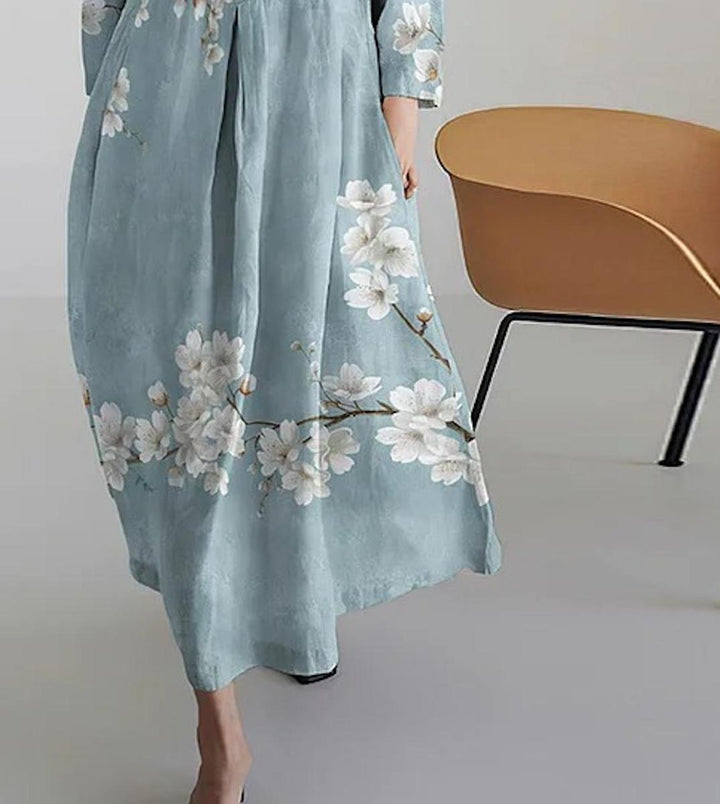 Cherie – Floral Maxi Dress with 3/4 Sleeves