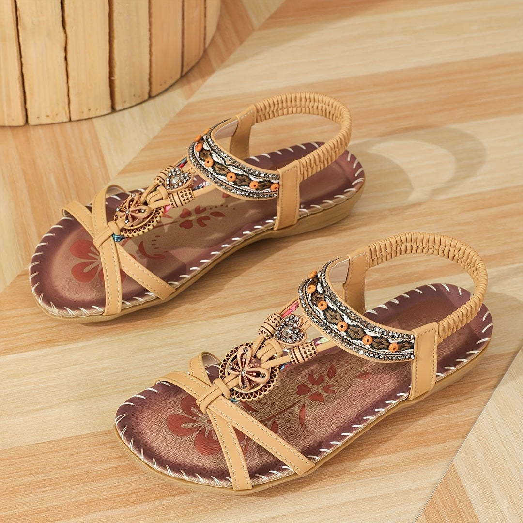 Nalu – Boho Flat Sandals with Beaded Detail
