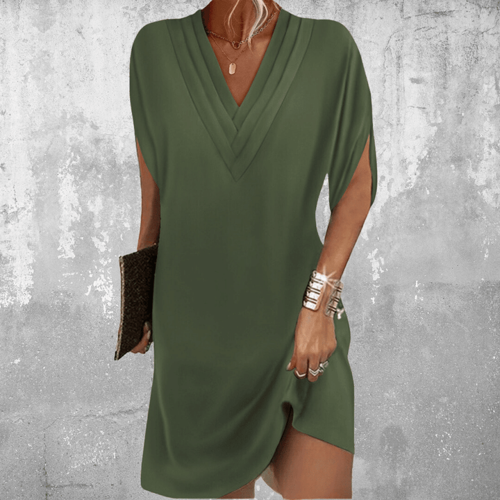 Thalia – V-Neck Tummy-Hiding Shift Dress