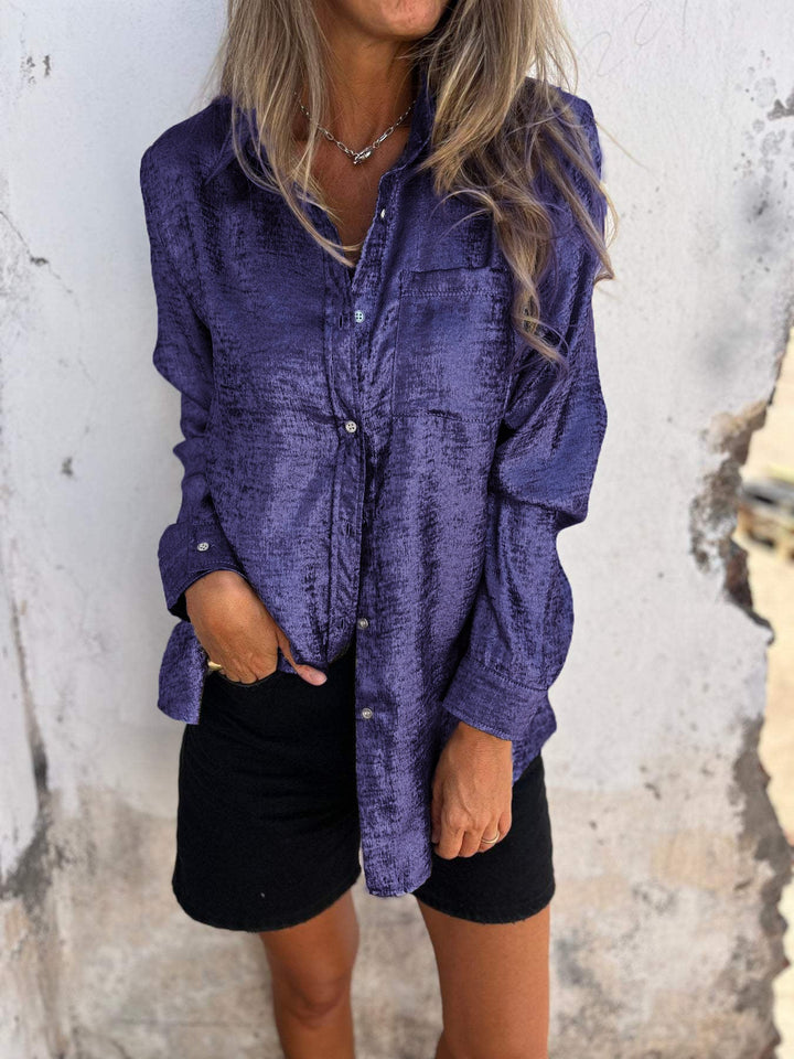 Amaya – Shimmer Button-Up Blouse