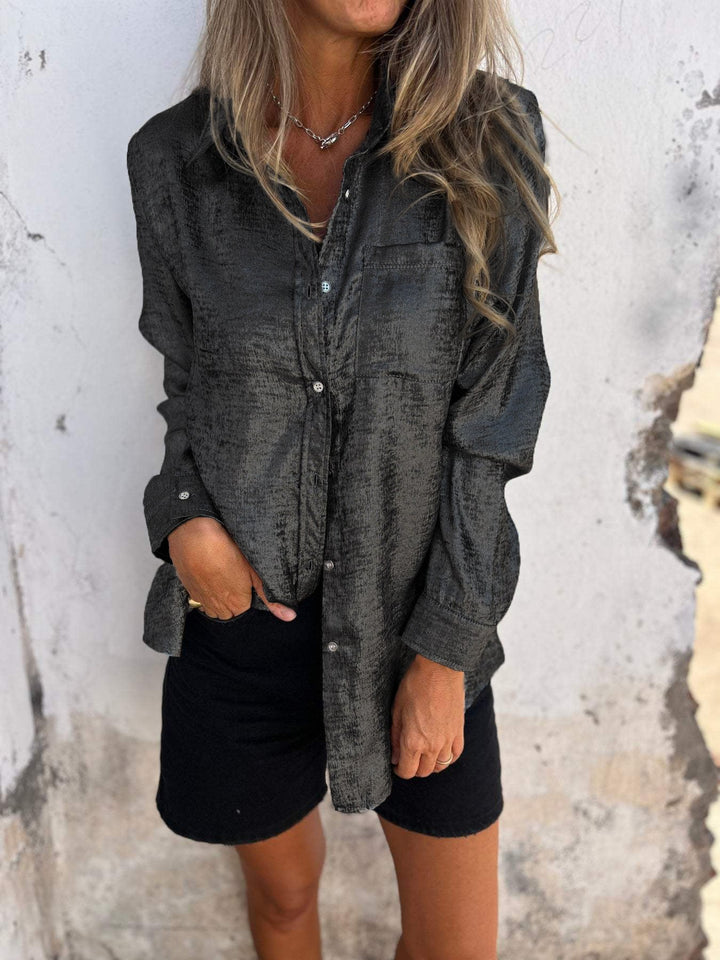 Amaya – Shimmer Button-Up Blouse
