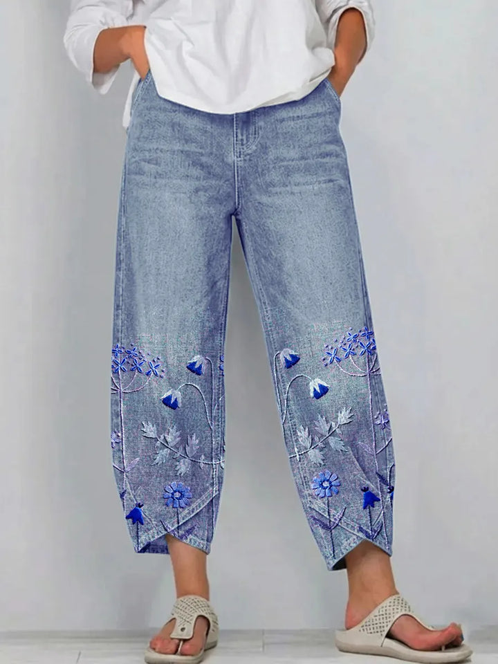 Mirabelle | Floral Embroidered Cropped Trouser