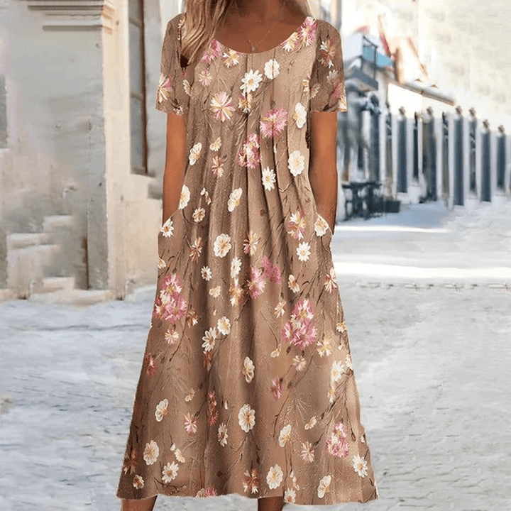 Molly – Floral Midi Dress with Pockets