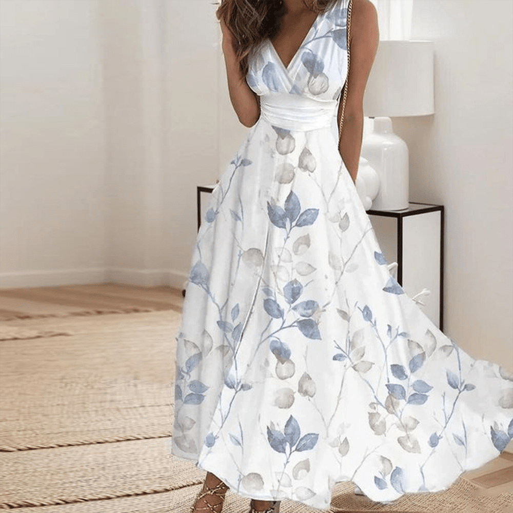 Krisha – Floral Maxi Dress with V-Neck