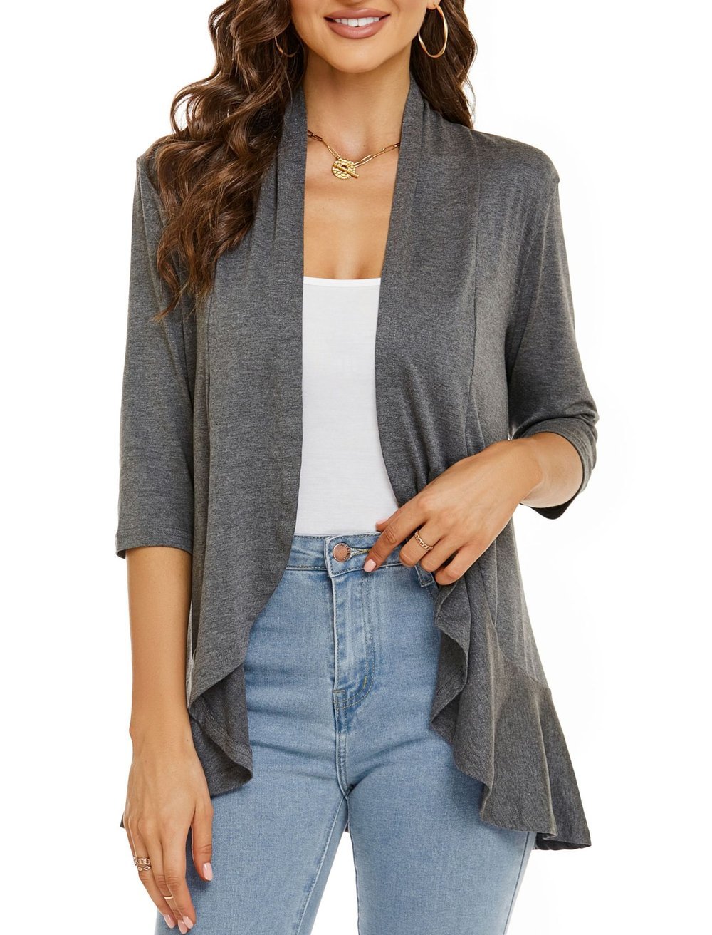 Clarita – Open-Front Cardigan with Irregular Hem