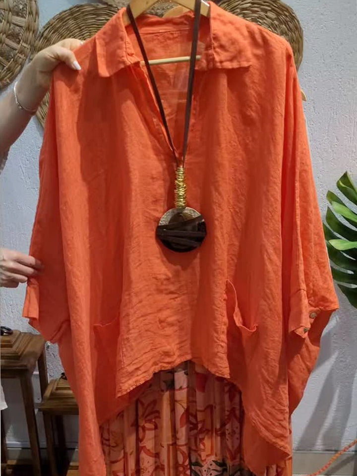 Lina – Collared Top with Stand Collar