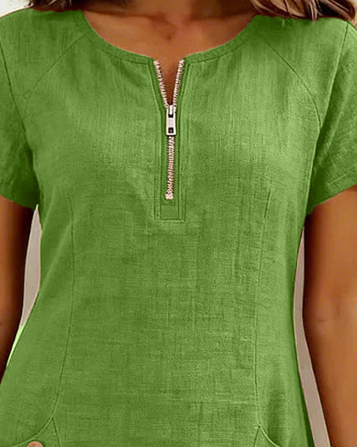 Close-up of green dress&