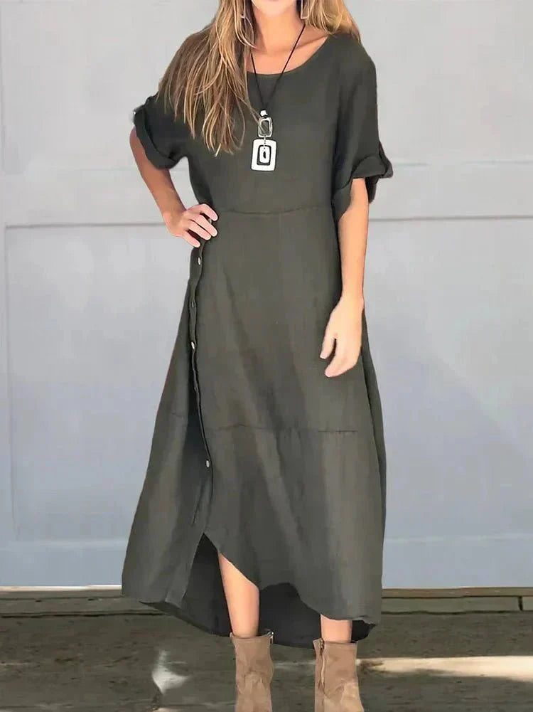 Islay – Relaxed Round-Neck Midi Dress
