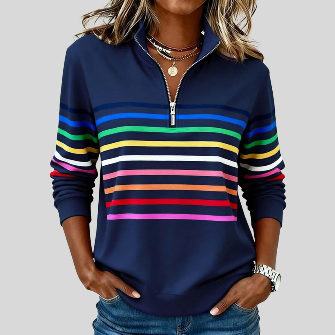 Colorful Striped Quarter-Zip Sweatshirt