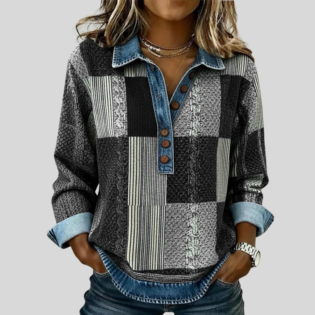 Color Block Print Sweater