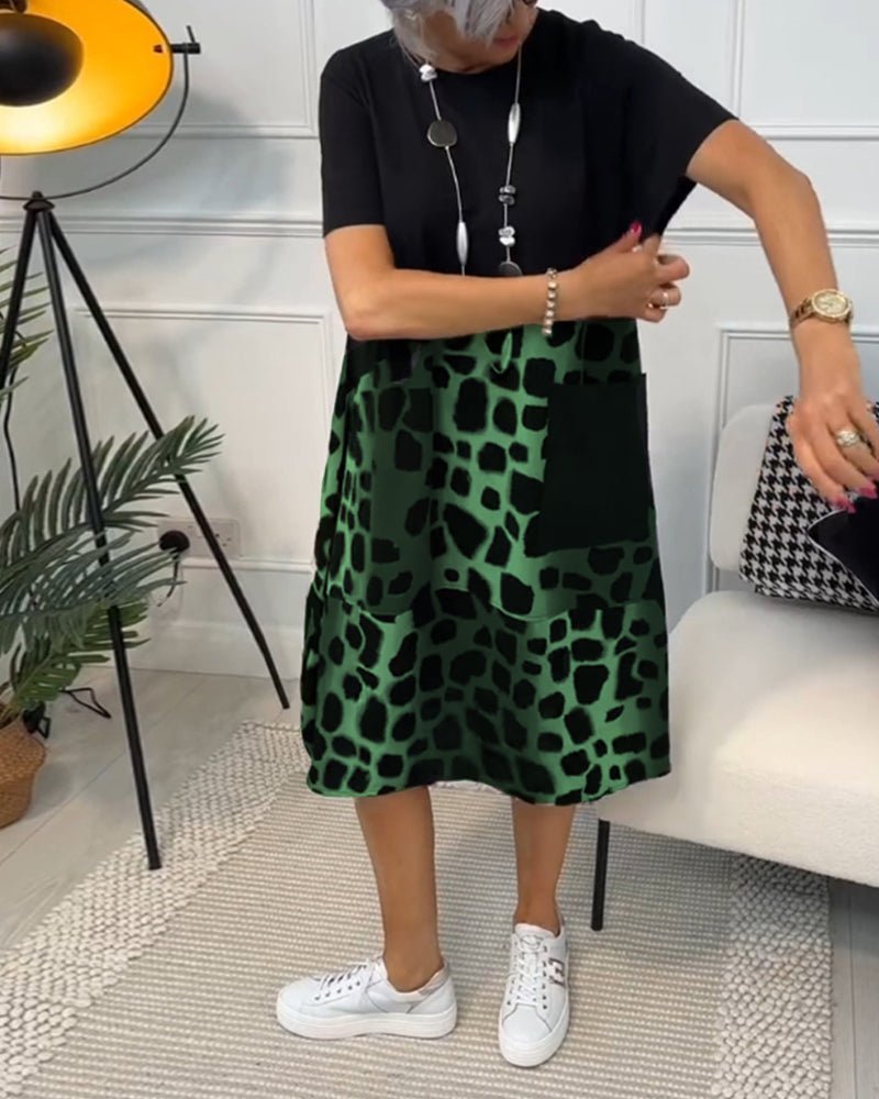 Cassandra – Printed Midi Dress with Pockets