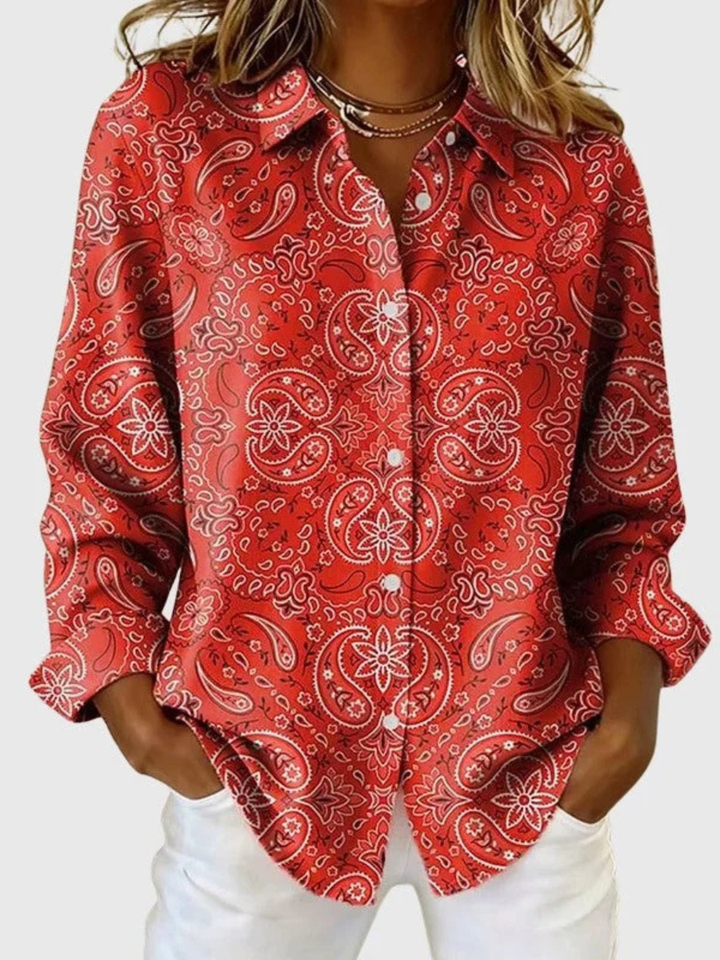 Katie | Paisley Print Button-Up Blouse