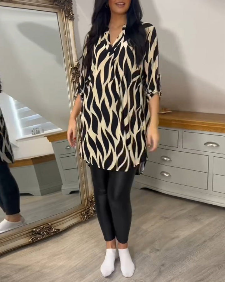 Chelsie – Printed V-Neck Blouse