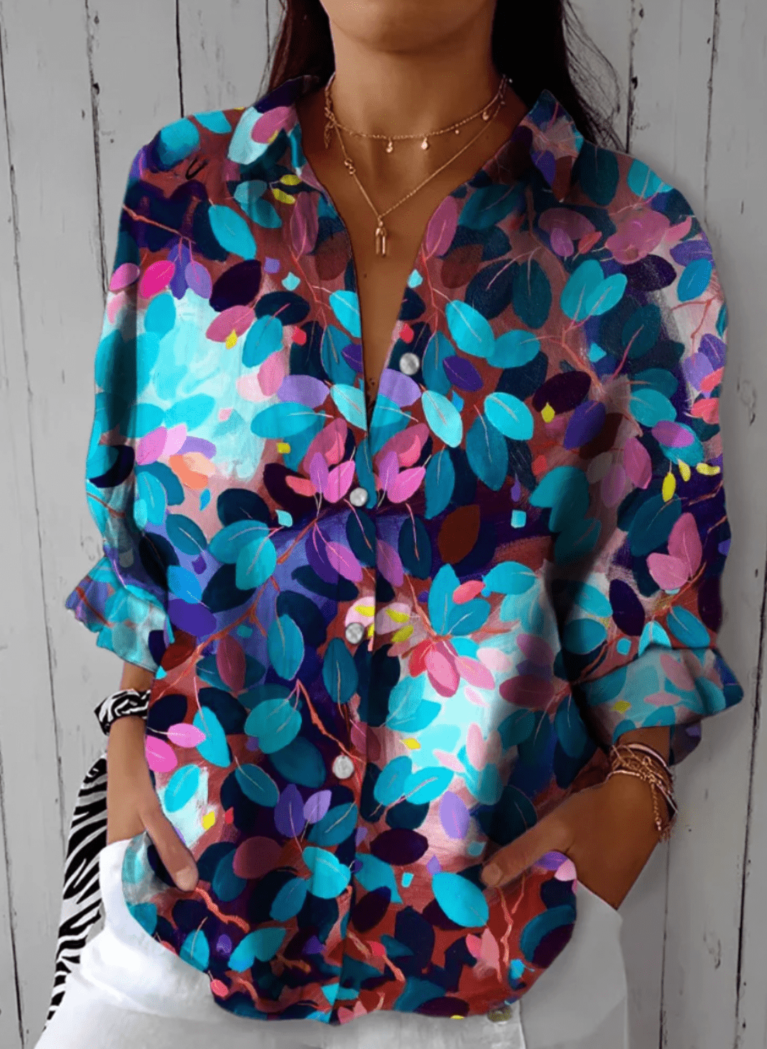 Gretta – Button-Up Shirt in Floral &amp; Abstract Prints