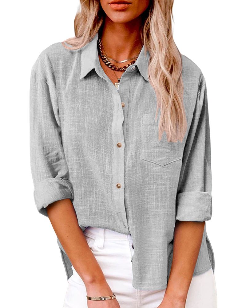Eucalyptus – Luxe Sunset Long Sleeve Collared Top