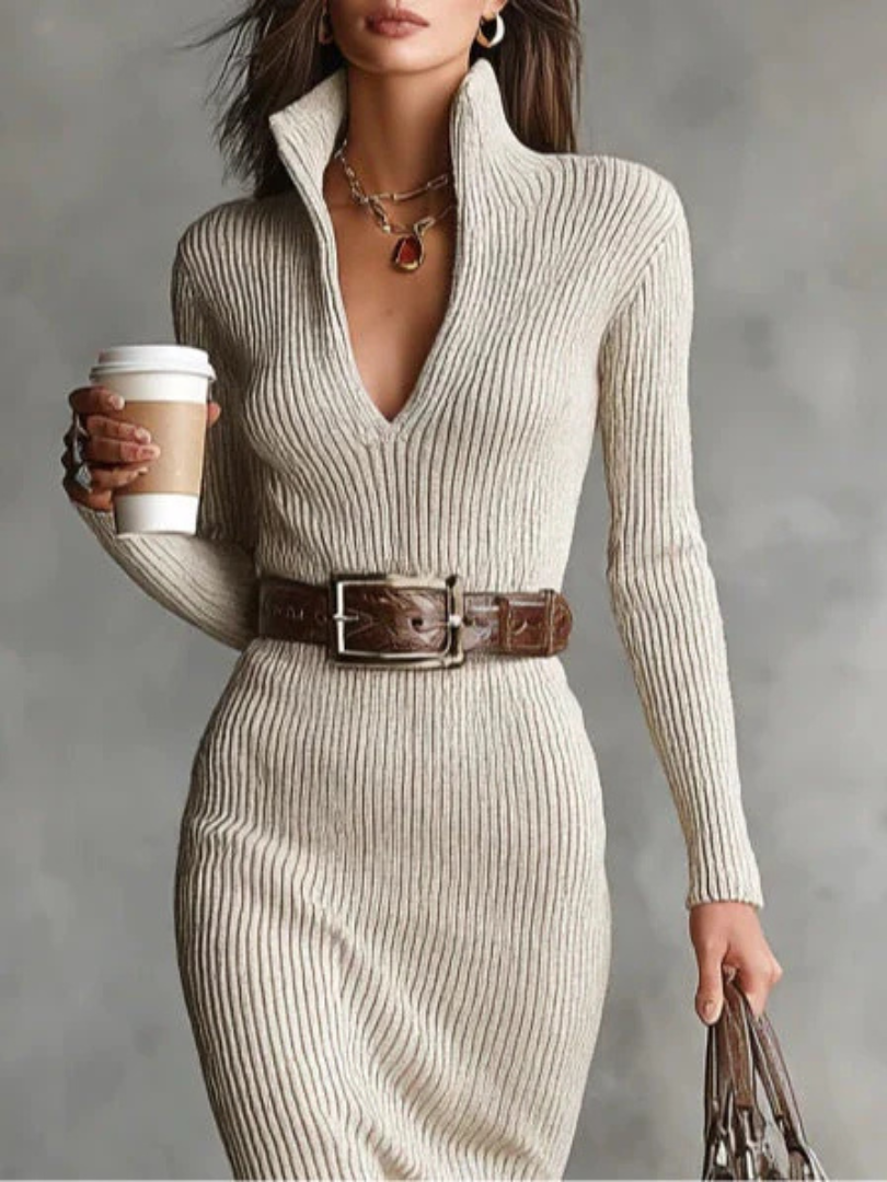 Amara™ | Ribbed Knit Winter Dress